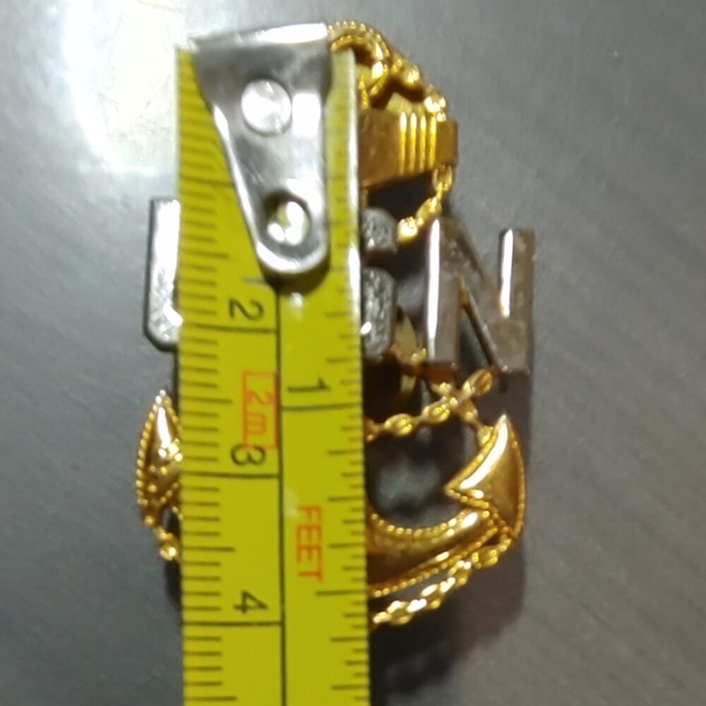 USN Navy Anchor Pin Gold and Silver Metal Military - Picture 5 of 5